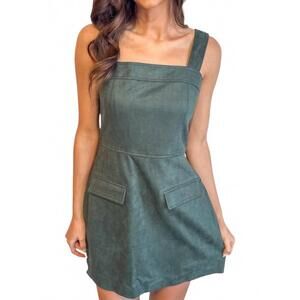 NEW DAY + MOON becca suede mini dress in dark green